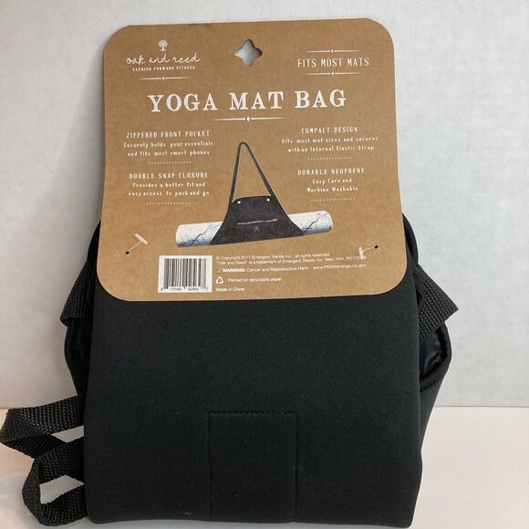 Oak Reed Yoga Mat Bag Black Neoprene Fits Most Mats Zippered Double Snap - Picture 5 of 6